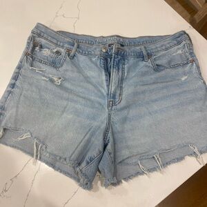 American Eagle Outfitters Blue Jean Shorts with Distressed Hem